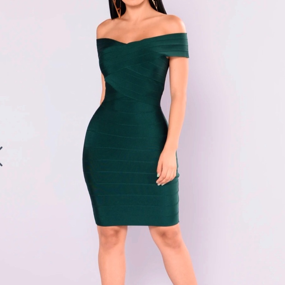 Green bandage midi dress